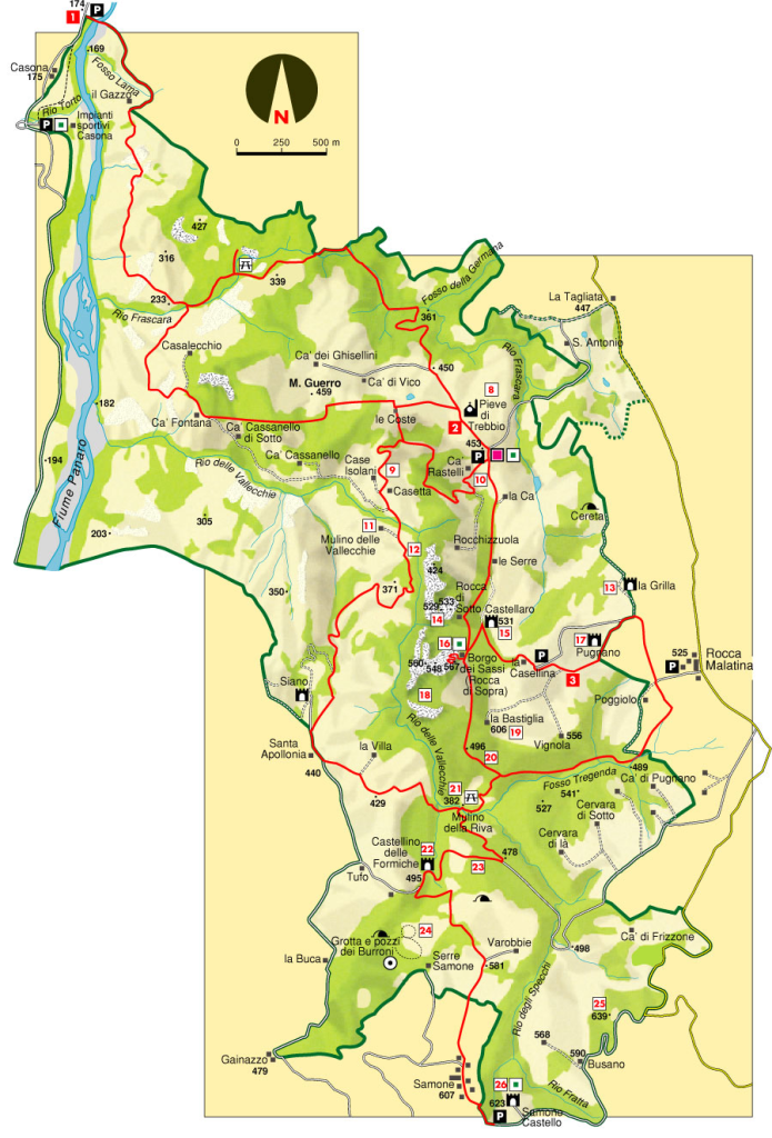 mappa del parco dei sassi di rocca malatina