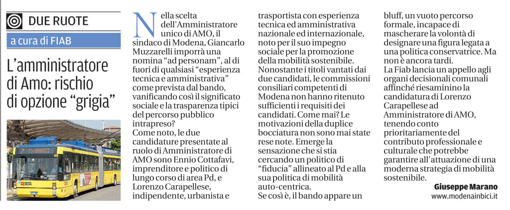 Articolo sul giornale