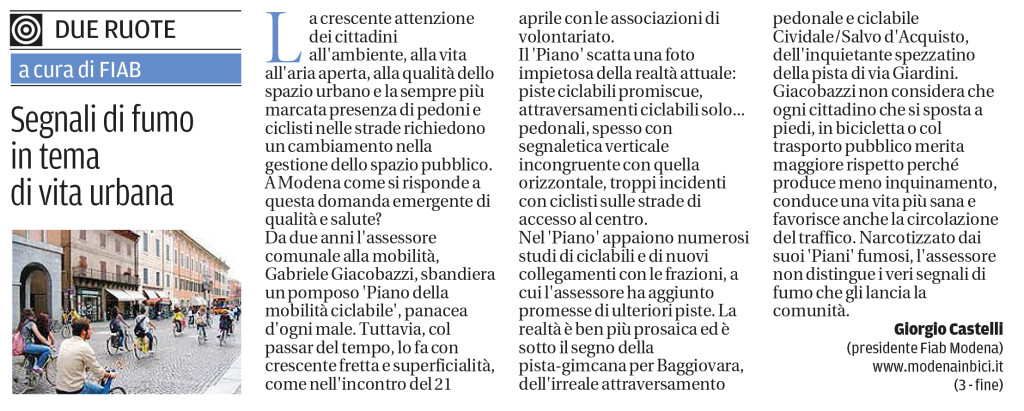 Articolo sul giornale