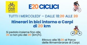 E20 CICLICI: Si pedala insieme fino alle 20 a non più dei 20 (km/h) @ Carpi